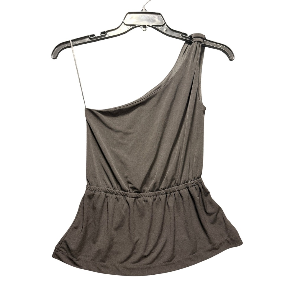 Banana Republic One Shoulder Top Women XS Black Peplum Elastic Waist 827459-00